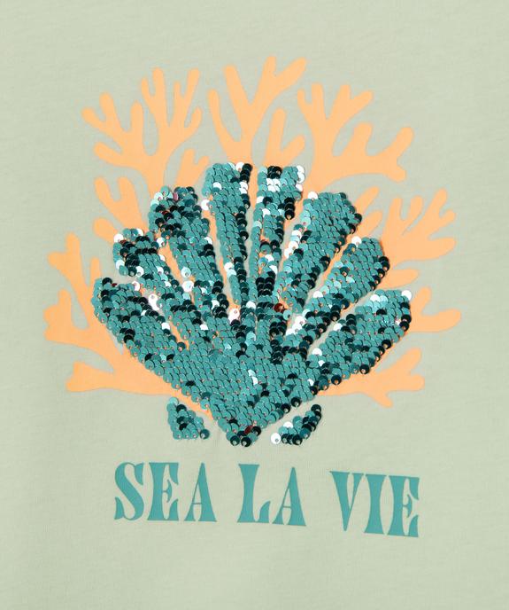 Tee-shirt manches courtes avec motif en sequins réversibles fille vue2 - GEMO (ENFANT) - GEMO