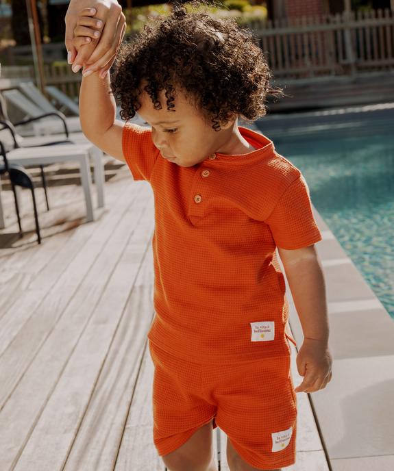 Tee-shirt en maille nid d'abeille bébé garçon - GEMO(BEBE DEBT) Tee-shirt en maille nid d'abeille bébé garçon vue1 - GEMO(BEBE DEBT) - GEMO