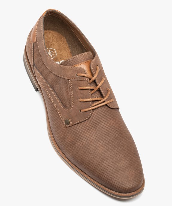 Derbies homme unis dessus texturé vue5 - GEMO(URBAIN) - GEMO