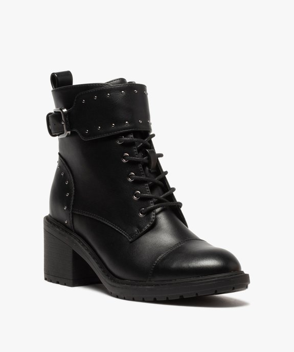 Boots femme unies à talon carré et brides à clous vue2 - GEMO(URBAIN) - GEMO