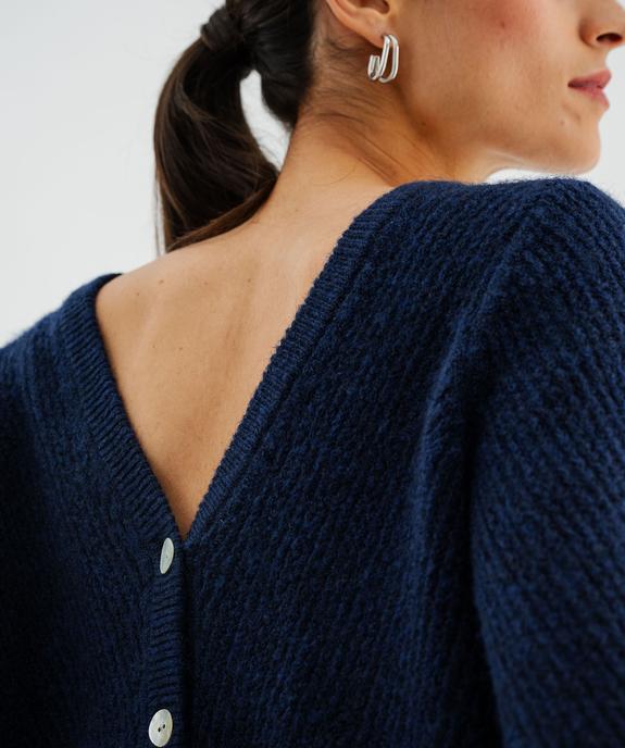 Gilet en maille douillette à dos fantaisie femme vue3 - GEMO 4G FEMME - GEMO