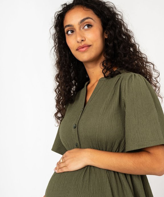 Robe de grossesse manches courtes en maille gaufrée vue2 - GEMO (MATER) - GEMO