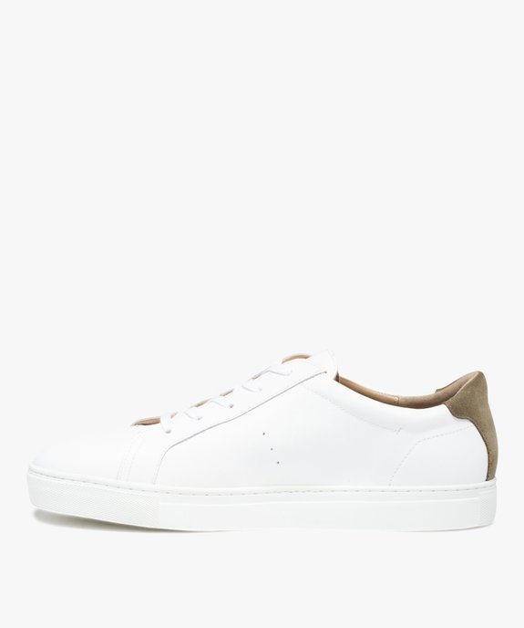 Baskets homme unies dessus et intérieur cuir – Tanéo vue3 - TANEO - GEMO