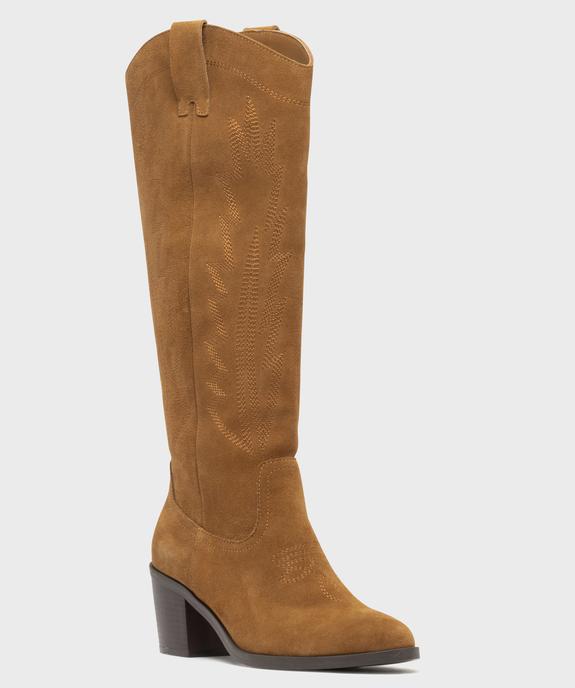 Bottes dessus cuir velours esprit Santiag femme - Tanéo vue2 - TANEO - GEMO