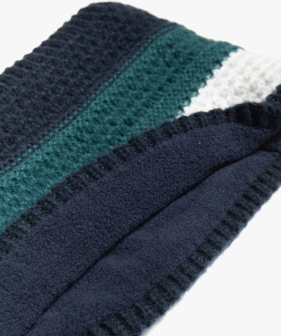 Echarpe bébé garçon forme snood à rayures doublé polaire vue2 - GEMO(BEBE DEBT) - GEMO