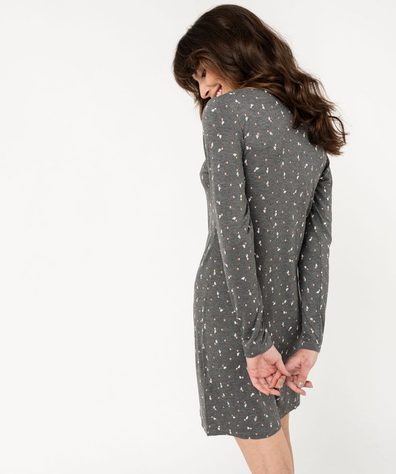 Chemise de nuit à manches longues femme vue3 - GEMO 4G FEMME - GEMO