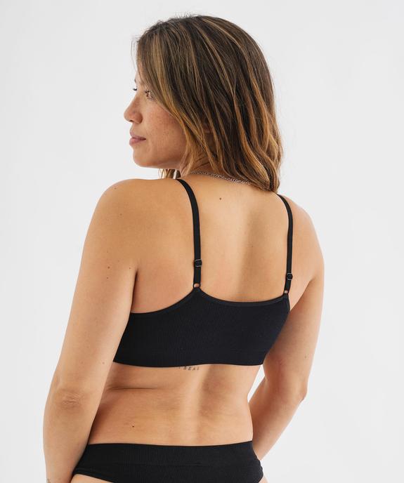 Brassière à fines bretelles sans coutures en maille côtelée femme vue5 - GEMO(HOMWR FEM) - GEMO