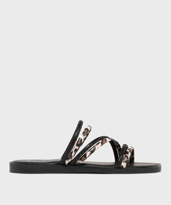 Mules plates à brides léopard et strass femme vue1 - VALENTINA BALDA - GEMO