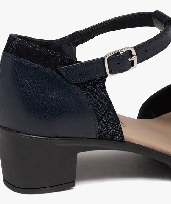 Escarpins femme confort en cuir à talon carré avec bride cheville vue6 - GEMO 4G FEMME - GEMO
