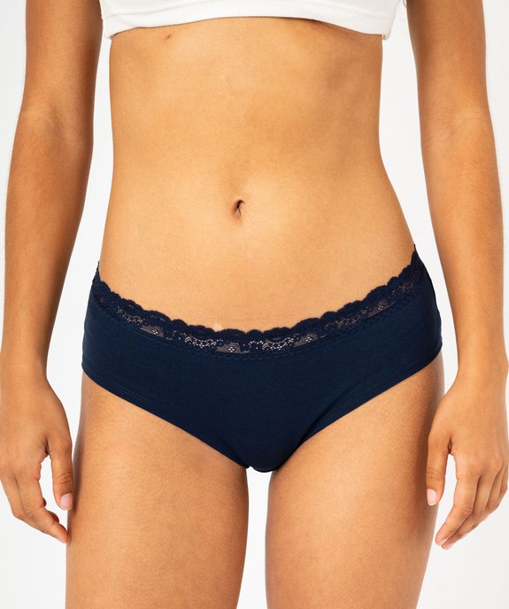Shorty en coton stretch avec ceinture dentelle femme (lot de 2) vue1 - GEMO 4G FEMME - GEMO