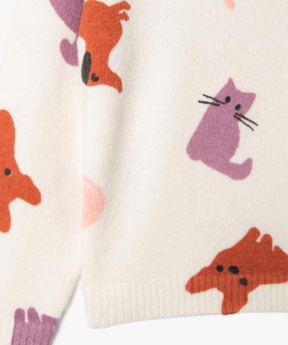 Pull à col rond en maille avec motifs fille vue2 - GEMO (ENFANT) - GEMO