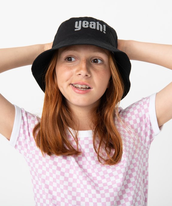 Tee-shirt fille imprimé damier avec détails contrastants vue1 - GEMO (JUNIOR) - GEMO
