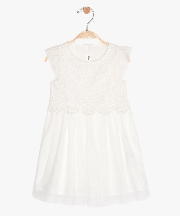 Robe Bebe Fille Sans Manches En Tulle Et Broderie Gemo
