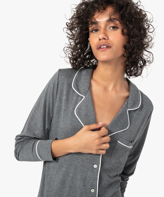 Pyjama deux pièces en viscose femme : chemise et pantalon vue2 - GEMO 4G FEMME - GEMO