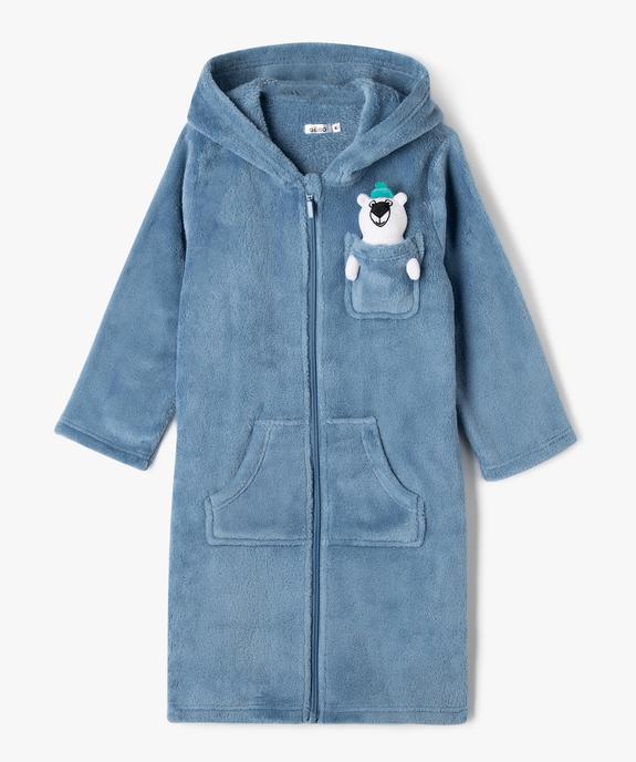 Robe de chambre à capuche en maille  garçon vue1 - GEMO (ENFANT) - GEMO
