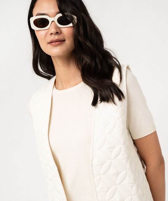 Gilet sans manches matelassage fantaisie porté ouvert femme vue2 - GEMO(FEMME PAP) - GEMO