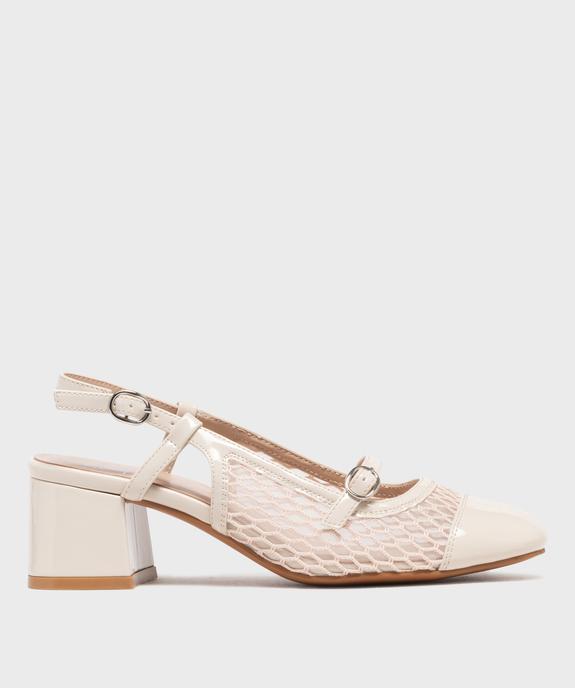 Escarpins slingback en tulle et matière vernie femme - Follow Me vue2 - FOLLOW ME - GEMO
