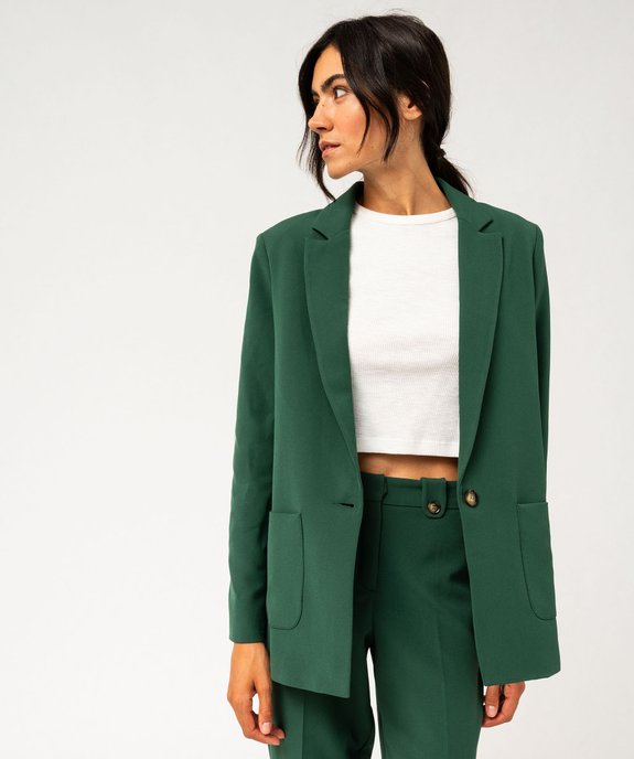 Veste blazer coupe droite fermeture un bouton femme vue1 - GEMO(FEMME PAP) - GEMO