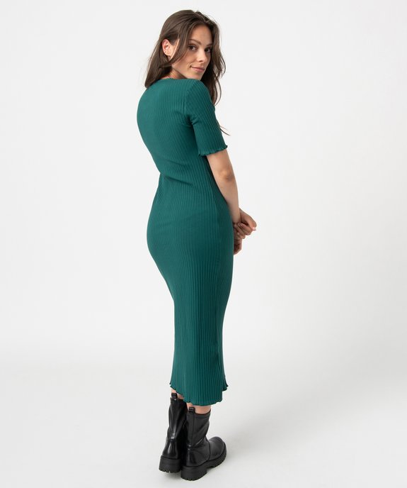 Robe chemise femme en maille côtelée et manches courtes vue3 - GEMO(FEMME PAP) - GEMO