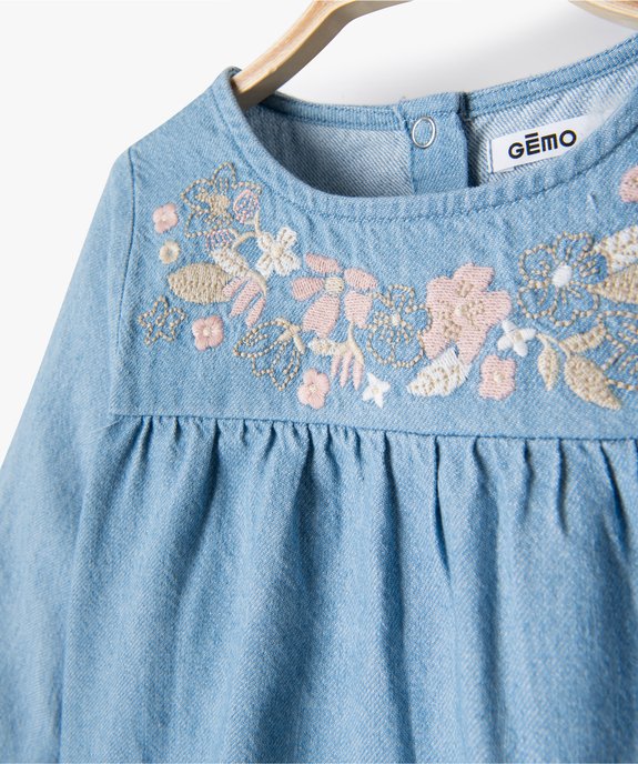 Blouse bébé fille en chambray avec motifs brodés vue2 - GEMO(BEBE DEBT) - GEMO