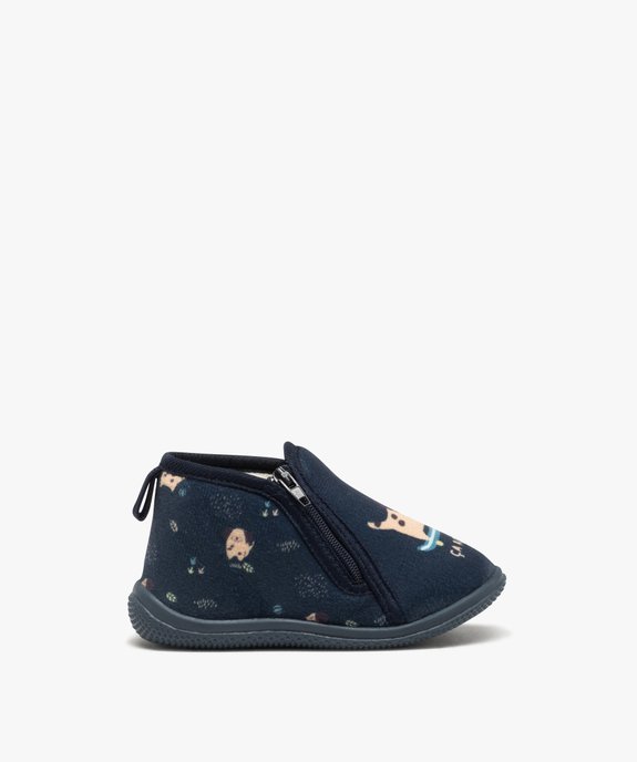 Chaussons bottillons en velours fermeture zippée bébé garçon vue1 - GEMO 4G BEBE - GEMO