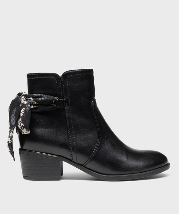 Boots à talon cubain et foulard noué femme - EMILIA ROSA Boots à talon cubain et foulard noué femme vue1 - EMILIA ROSA - GEMO