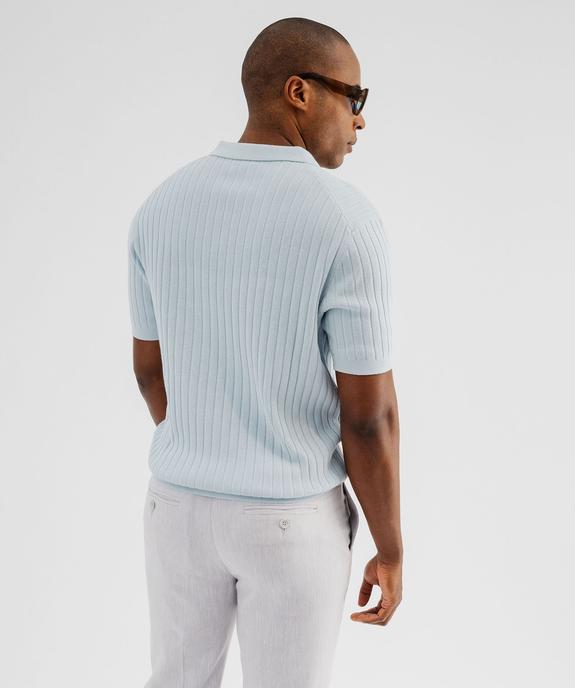 Polo en maille côtelée à encolure ouverte homme vue4 - GEMO 4G HOMME - GEMO