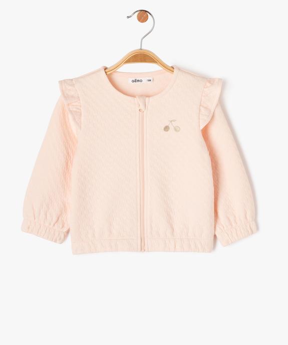 Sweat zippé avec volants sur les épaules bébé fille vue1 - GEMO(BEBE DEBT) - GEMO