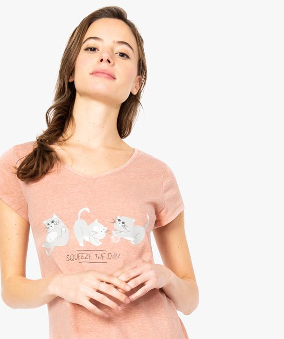 Chemise de nuit imprimée à manches courtes femme vue2 - GEMO 4G FEMME - GEMO