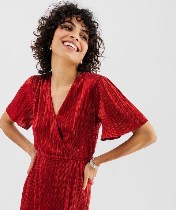 Robe de soirée en maille plissée métallisée femme vue2 - GEMO(FEMME PAP) - GEMO