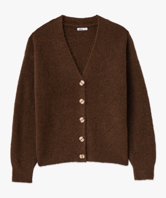 Gilet à col V en maille douillette avec gros boutons femme vue4 - GEMO(FEMME PAP) - GEMO