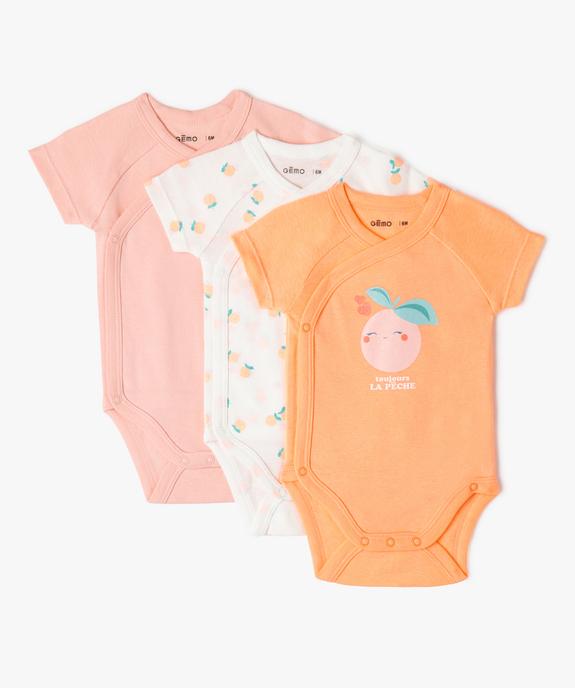 Body manches courtes ouverture devant bébé (lot de 3) vue2 - GEMO 4G BEBE - GEMO