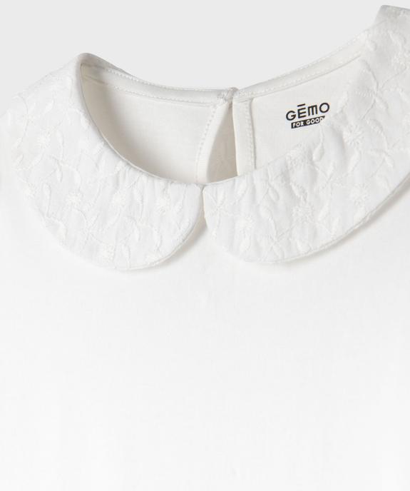 Tee-shirt manches longues avec col Claudine fille vue3 - GEMO 4G FILLE - GEMO