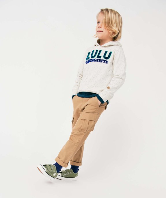 Pantalon garçon cargo en twill avec ceinture rayée - LuluCastagnette vue7 - GEMO 4G GARCON - GEMO