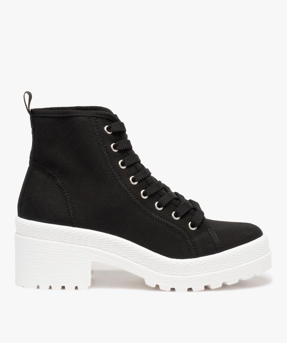 Tennis femme mid-cut en toile unie à talon et semelle crantée vue1 - GEMO (SPORTSWR) - GEMO