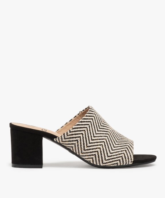 Mules femme à talon carré et large bandeau tissé vue1 - GEMO(URBAIN) - GEMO