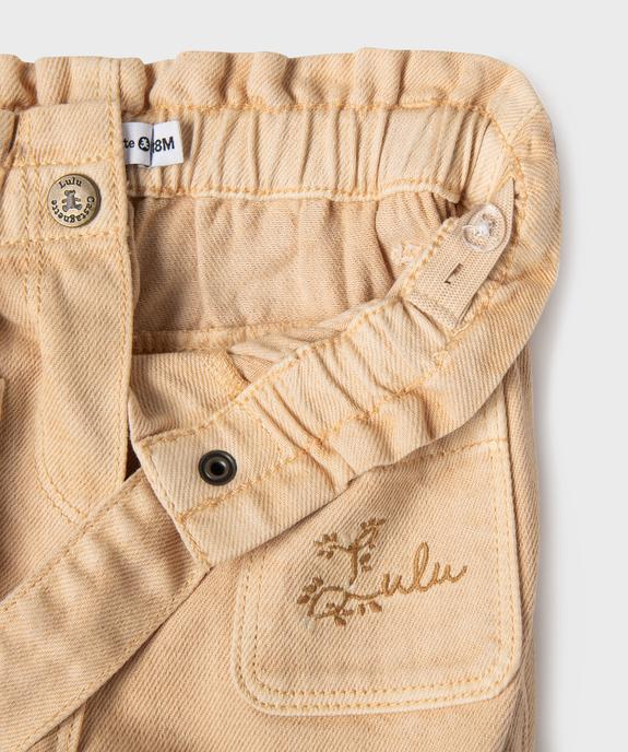Jean coloré avec taille ajustable et ceinture bébé fille - LuluCastagnette vue3 - LULU CASTAGNETTE GEMO FOR GOOD - GEMO