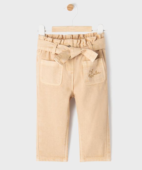 Jean coloré avec taille ajustable et ceinture bébé fille - LuluCastagnette vue2 - LULU CASTAGNETTE GEMO FOR GOOD - GEMO
