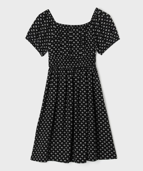 Robe manches courtes col Bardot en viscose fille vue3 - GEMO 4G FILLE - GEMO