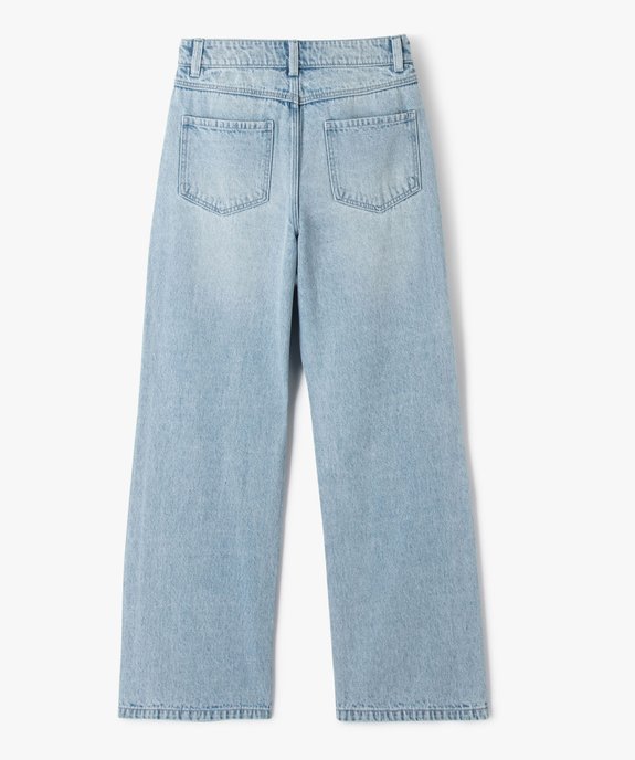 Jean Straight délavé avec taille ajustable fille vue4 - GEMO (JUNIOR) - GEMO
