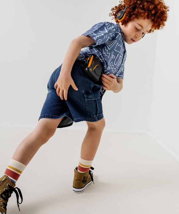 Bermuda parachute en jean stretch avec taille ajustable garçon vue1 - GEMO 4G GARCON - GEMO