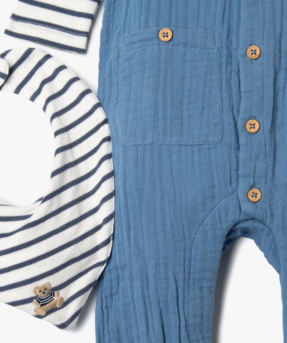 Ensemble 3 pièces salopette, body et bavoir bébé garçon - LuluCastagnette vue3 - LULUCASTAGNETTE - GEMO