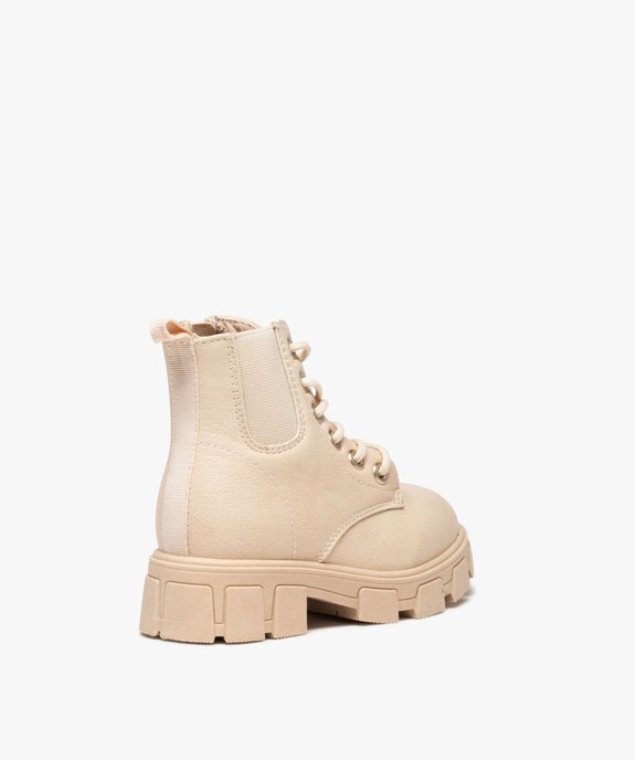 Boots fille unies à semelle épaisse crantée avec zip et lacets vue4 - PREMIER PRIX BY GEMO - GEMO
