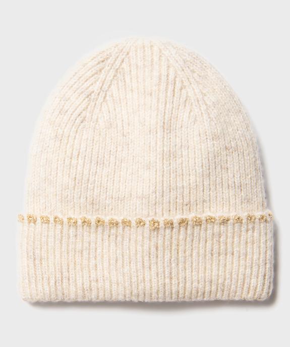 Bonnet en maille côtelée à revers pailleté femme vue1 - GEMO (ACCESS) - GEMO