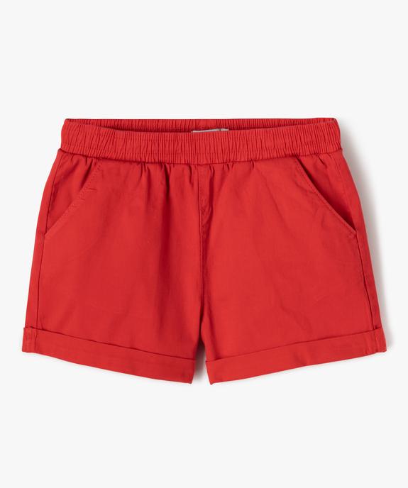 Short ample avec taille élastique en coton stretch fille vue1 - GEMO (ENFANT) - GEMO