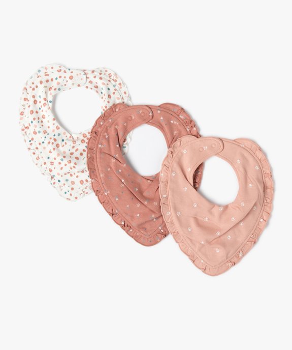 Bavoirs façon bandana avec fronces bébé fille (lot de 3) vue1 - GEMO(BB COUCHE) - GEMO