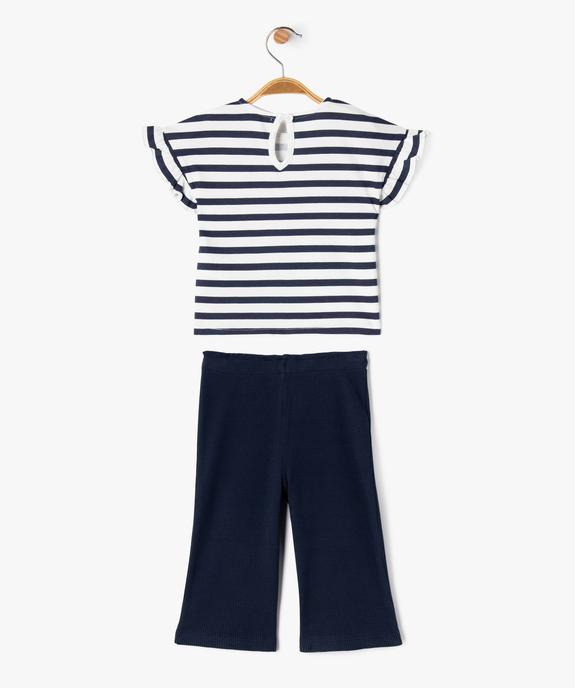 Ensemble 2 pièces pantalon et tee-shirt manches courtes bébé fille vue3 - GEMO(BEBE DEBT) - GEMO