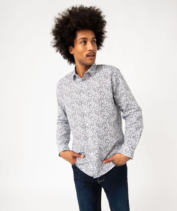 Chemise manches longues à fleurs homme vue1 - GEMO (HOMME) - GEMO