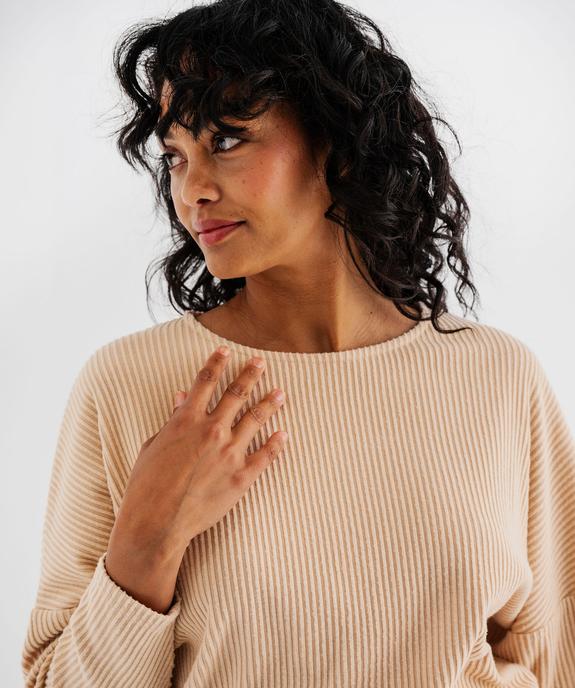 Haut de pyjama en maille côtelée femme vue2 - GEMO 4G FEMME - GEMO