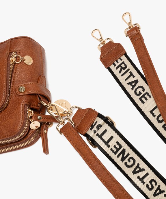 Sac en matière grainée avec deux bandoulières amovibles femme - LuluCastagnette vue4 - LULUCASTAGNETTE - GEMO